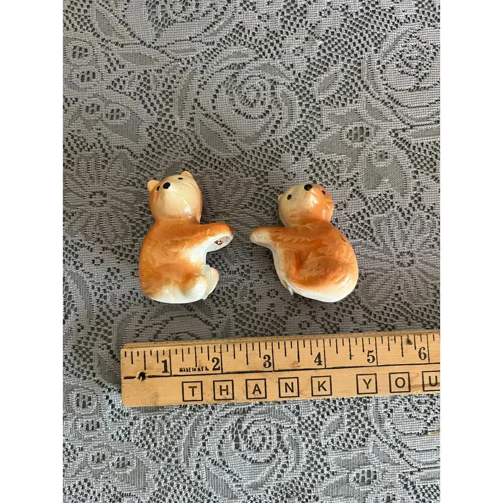 Vintage Ceramic Squirrel Salt and Pepper Shakers Pair Figural Novelty Woodland